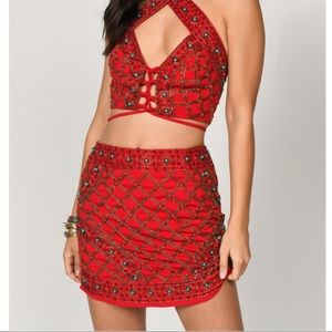 Tobi beaded mini skirt